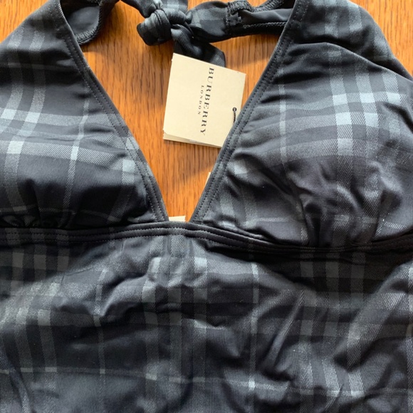 NWT Ladies Burberry Black Plaid One Piece Swimsuit Sz. M w. Pochette Case - Picture 4 of 13